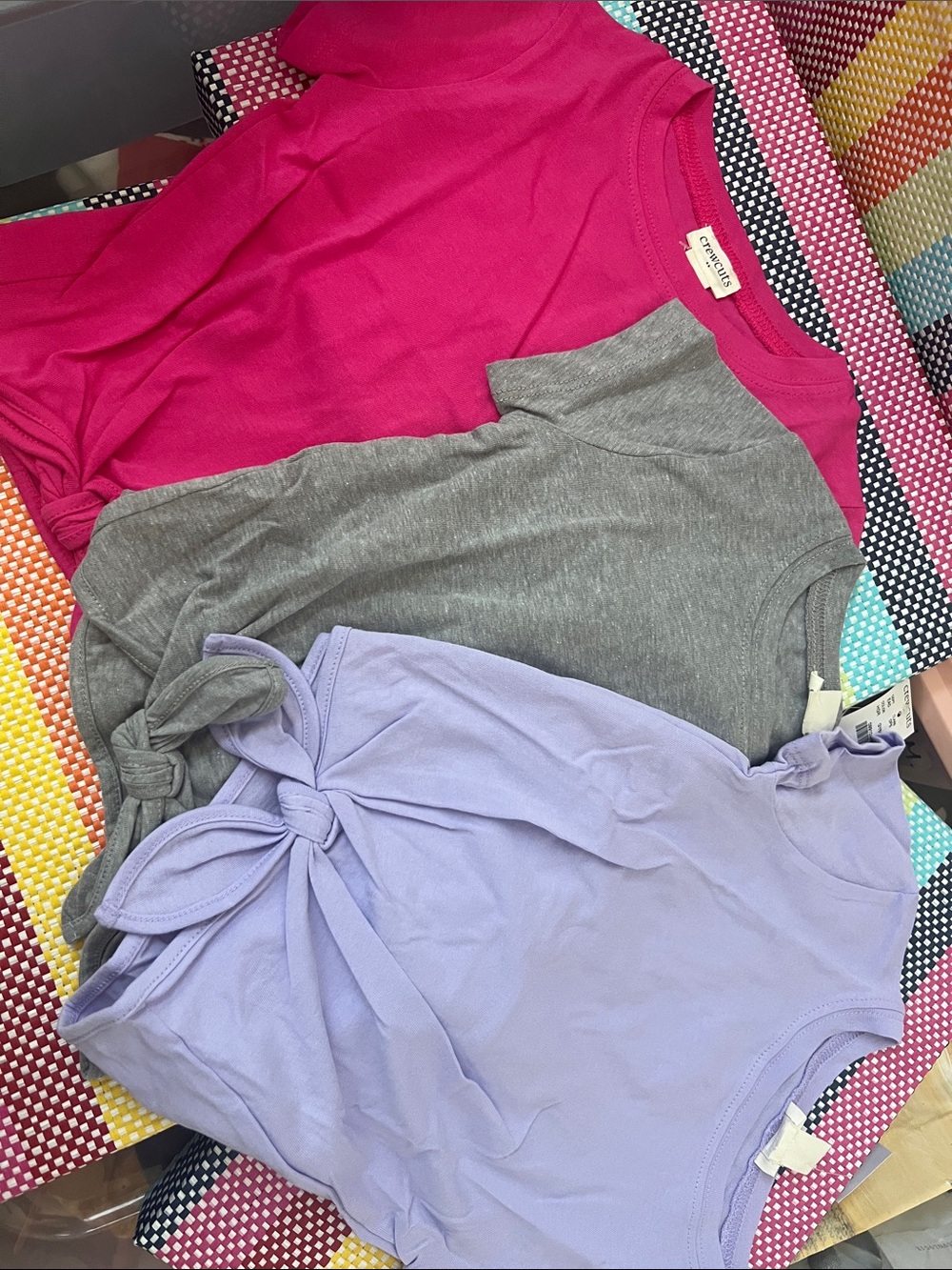 Crewcuts Girls' front tie shirt Set in Hot Pink , Gray and purple NWT